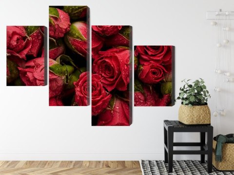 Obraz Wieloczęściowy Róże Z Kroplami Wody