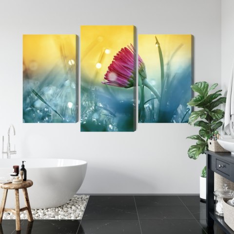 Obraz Wieloczęściowy Różowy Kwiat Na Łące 3D