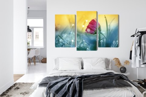 Obraz Wieloczęściowy Różowy Kwiat Na Łące 3D