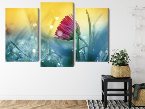 Obraz Wieloczęściowy Różowy Kwiat Na Łące 3D