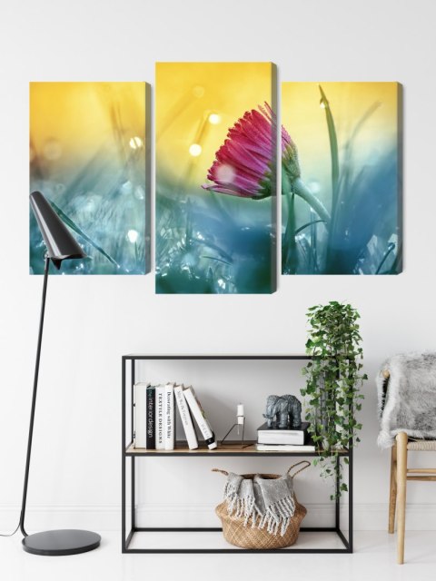 Obraz Wieloczęściowy Różowy Kwiat Na Łące 3D