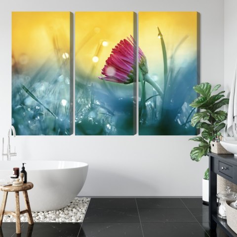 Obraz Wieloczęściowy Różowy Kwiat Na Łące 3D