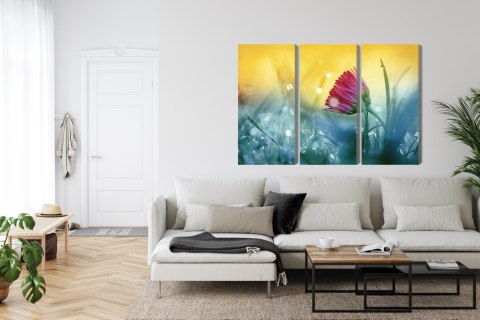 Obraz Wieloczęściowy Różowy Kwiat Na Łące 3D