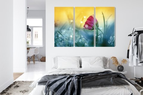 Obraz Wieloczęściowy Różowy Kwiat Na Łące 3D