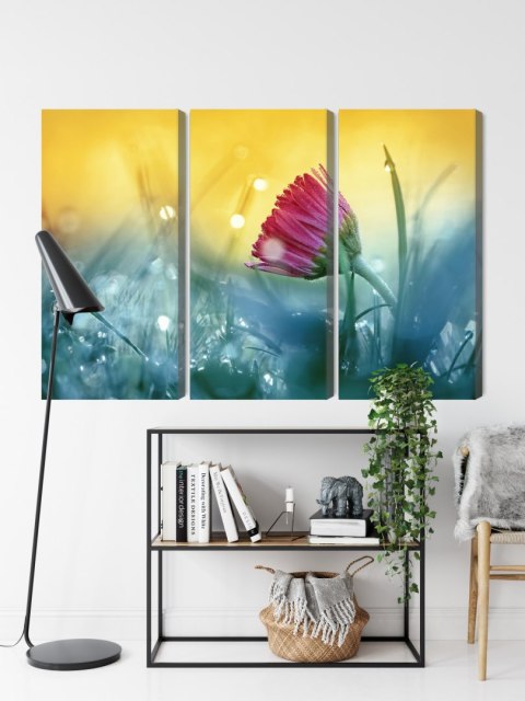 Obraz Wieloczęściowy Różowy Kwiat Na Łące 3D