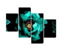 Obraz Wieloczęściowy Turkusowe Kwiaty Na Czarnym Tle