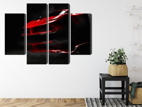 Obraz Wieloczęściowy Czerwony Samochód Sportowy 3D