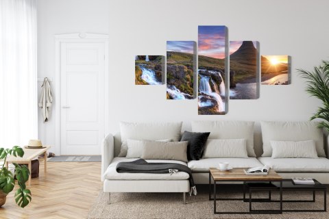 Obraz Wieloczęściowy Góra Kirkjufell Z Wodospadami