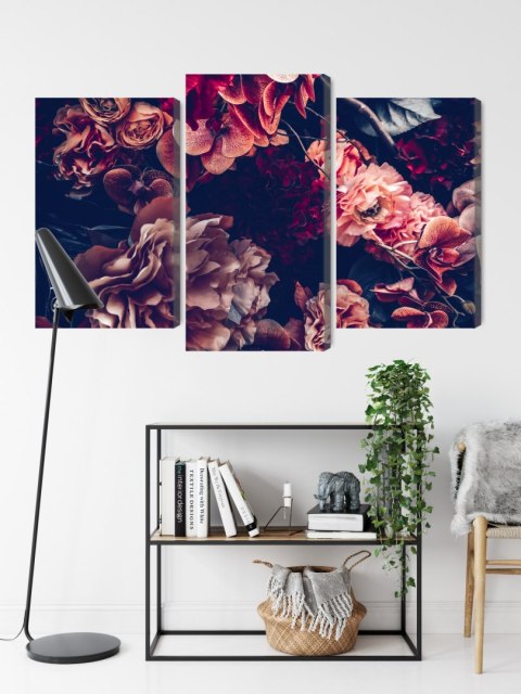 Obraz Wieloczęściowy Kolorowe Kwiaty W Stylu Retro 3D