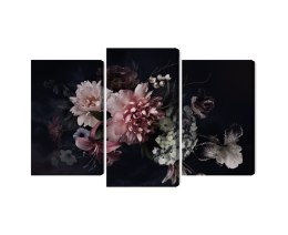 Obraz Wieloczęściowy Kwiaty W Stylu Vintage Na Ciemnym Tle