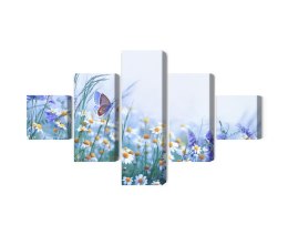 Obraz Wieloczęściowy Motyl I Polne Kwiaty