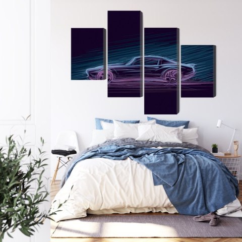 Obraz Wieloczęściowy Neonowy Samochód Mięśniowy