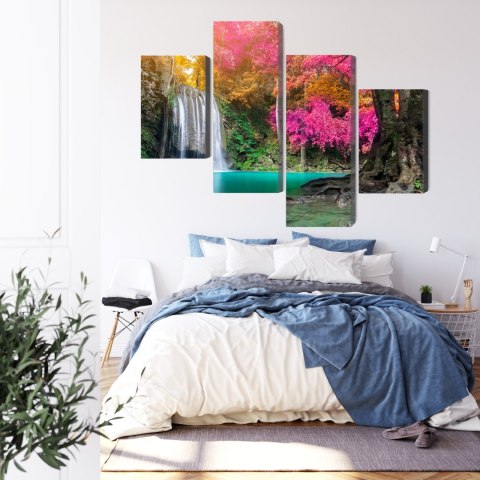 Obraz Wieloczęściowy Piękny Leśny Wodospad