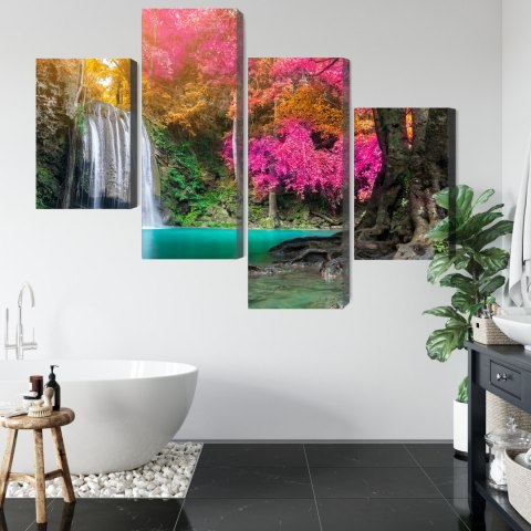 Obraz Wieloczęściowy Piękny Leśny Wodospad