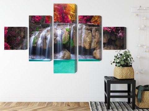 Obraz Wieloczęściowy Wodospad W Głębokim Lesie