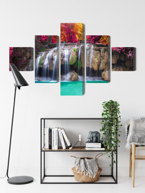 Obraz Wieloczęściowy Wodospad W Głębokim Lesie