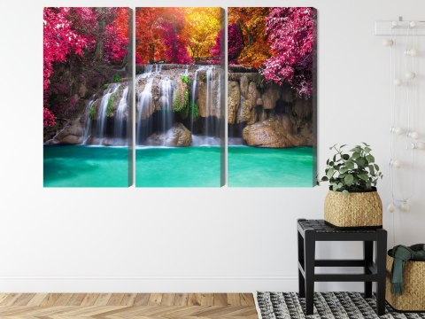 Obraz Wieloczęściowy Wodospad W Głębokim Lesie