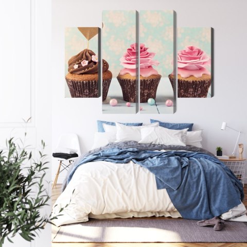 Obraz Wieloczęściowy Babeczki Ze Śmietaną