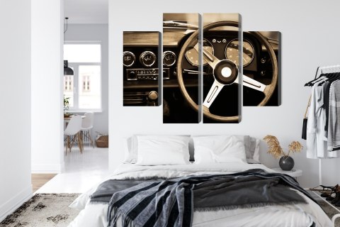 Obraz Wieloczęściowy Deska Rozdzielcza Zabytkowego Samochodu