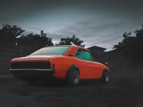 Obraz Wieloczęściowy Pomarańczowy Samochód Retro