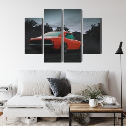 Obraz Wieloczęściowy Pomarańczowy Samochód Retro