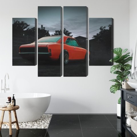 Obraz Wieloczęściowy Pomarańczowy Samochód Retro