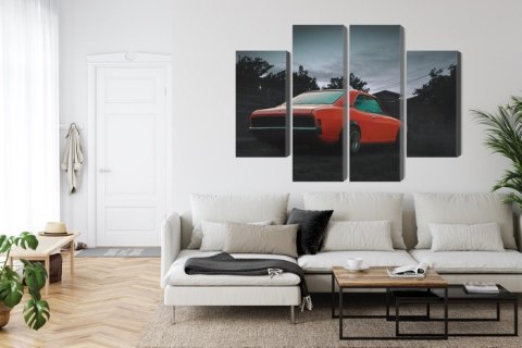Obraz Wieloczęściowy Pomarańczowy Samochód Retro