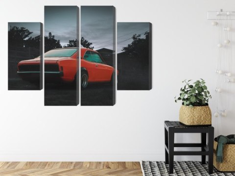 Obraz Wieloczęściowy Pomarańczowy Samochód Retro