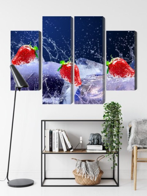 Obraz Wieloczęściowy Truskawki Na Lodzie