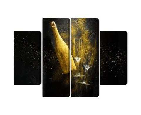 Obraz Wieloczęściowy Złota Butelka Szampana