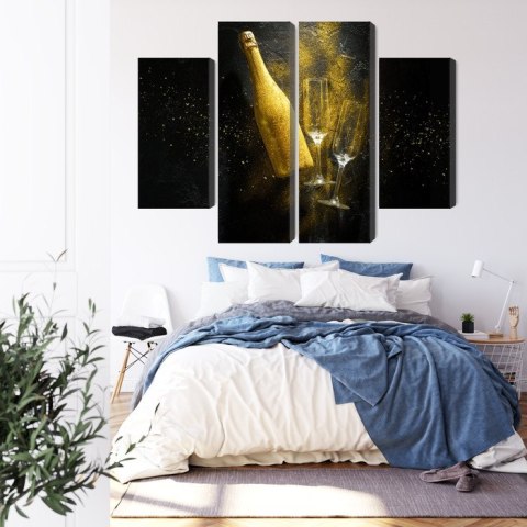 Obraz Wieloczęściowy Złota Butelka Szampana