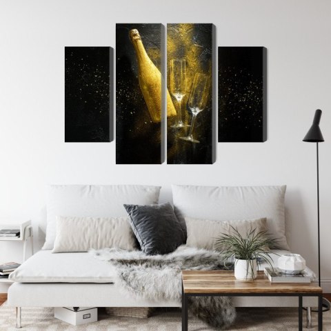 Obraz Wieloczęściowy Złota Butelka Szampana
