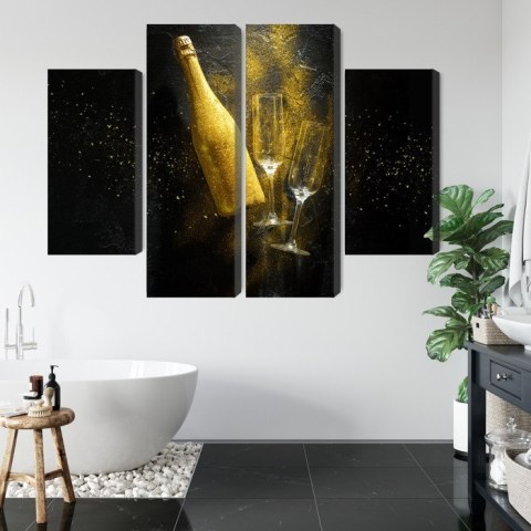 Obraz Wieloczęściowy Złota Butelka Szampana
