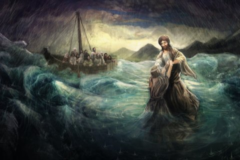 Obraz Na Płótnie Jezus Chodzi Po Wodzie