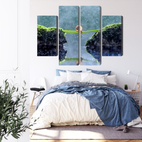 Obraz Wieloczęściowy Ślimak W Deszczu