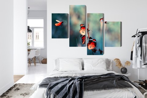 Obraz Wieloczęściowy Kolorowe Motyle W Skali Makro