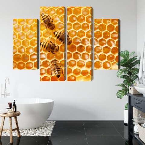 Obraz Wieloczęściowy Pszczoły Na Plastrze Miodu