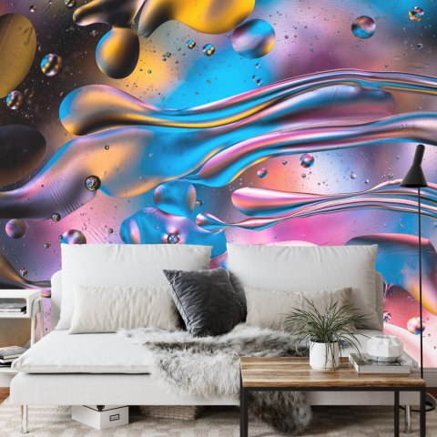 Fototapeta Abstract Colorful Liquid Water Splash And Bubbles Background. Macro Photography