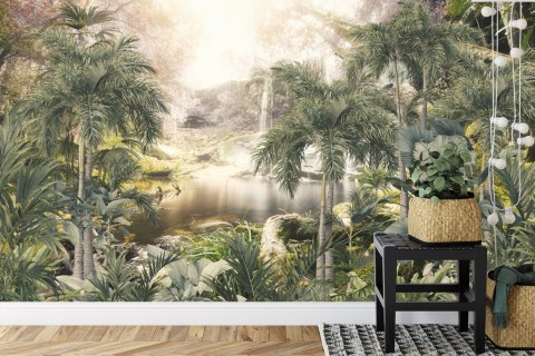 Fototapeta Tropical Trees And Leaves For Digital Printing Wallpaper, Custom Design Wallpaper - 3D