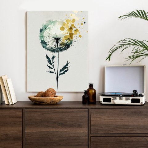 Plakat Abstrakcyjny Akwarelowy Dmuchawiec Ze Złotem