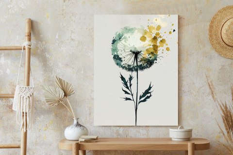 Plakat Abstrakcyjny Akwarelowy Dmuchawiec Ze Złotem