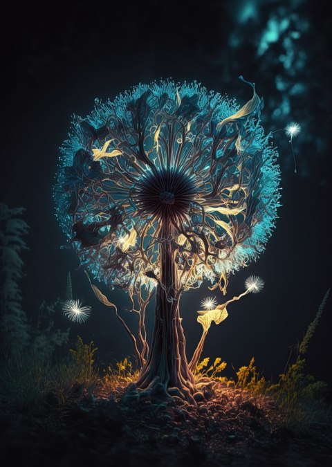 Plakat Abstrakcyjny Dmuchawiec W Lesie