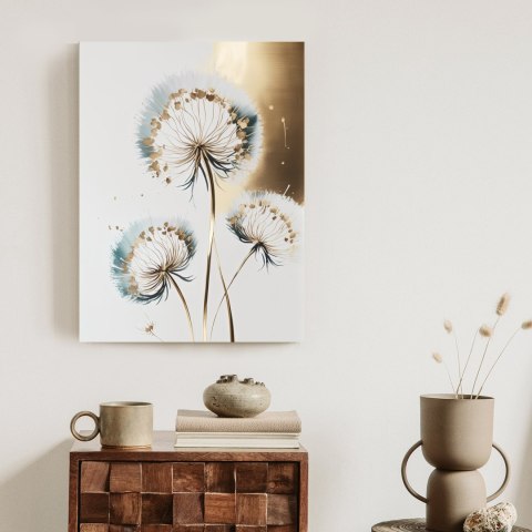 Plakat Dmuchawce Na Jasnym Tle Ze Złotem