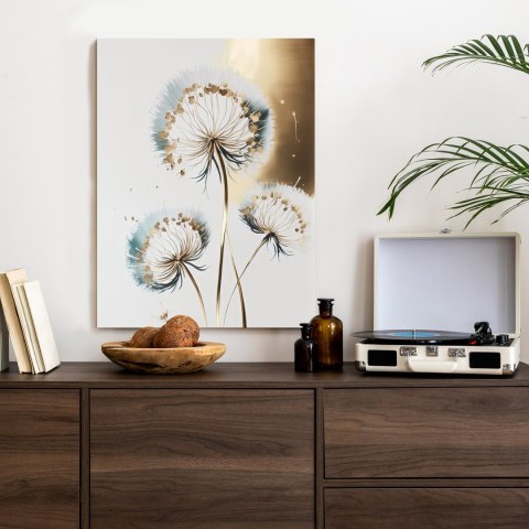 Plakat Dmuchawce Na Jasnym Tle Ze Złotem