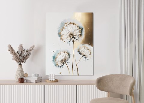 Plakat Dmuchawce Na Jasnym Tle Ze Złotem