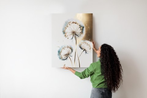 Plakat Dmuchawce Na Jasnym Tle Ze Złotem