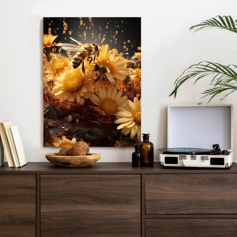 Plakat Pszczoła Siedząca Na Żółtych Kwiatach