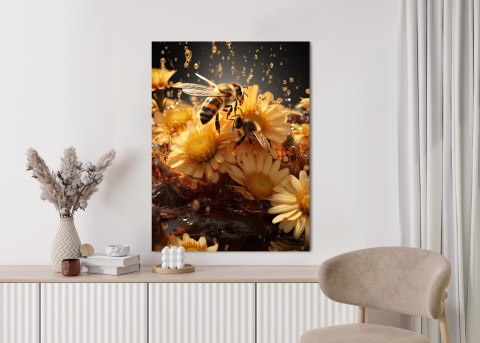 Plakat Pszczoła Siedząca Na Żółtych Kwiatach