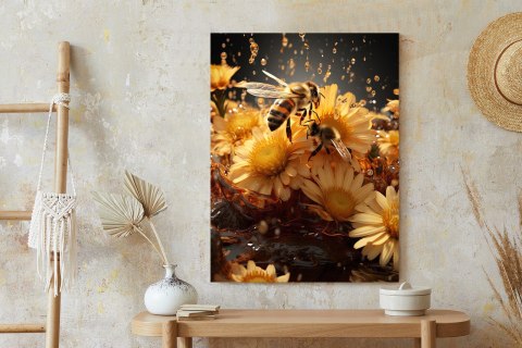 Plakat Pszczoła Siedząca Na Żółtych Kwiatach