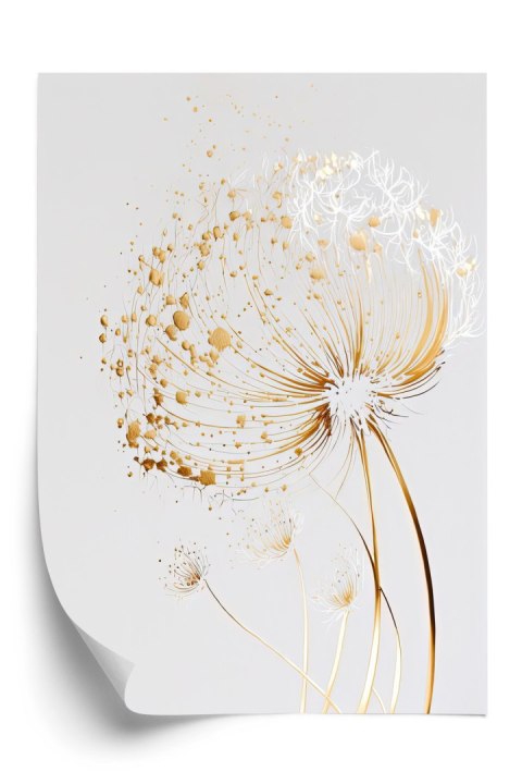Plakat Złoty Dmuchawiec Na Jasnym Tle Abstrakcja